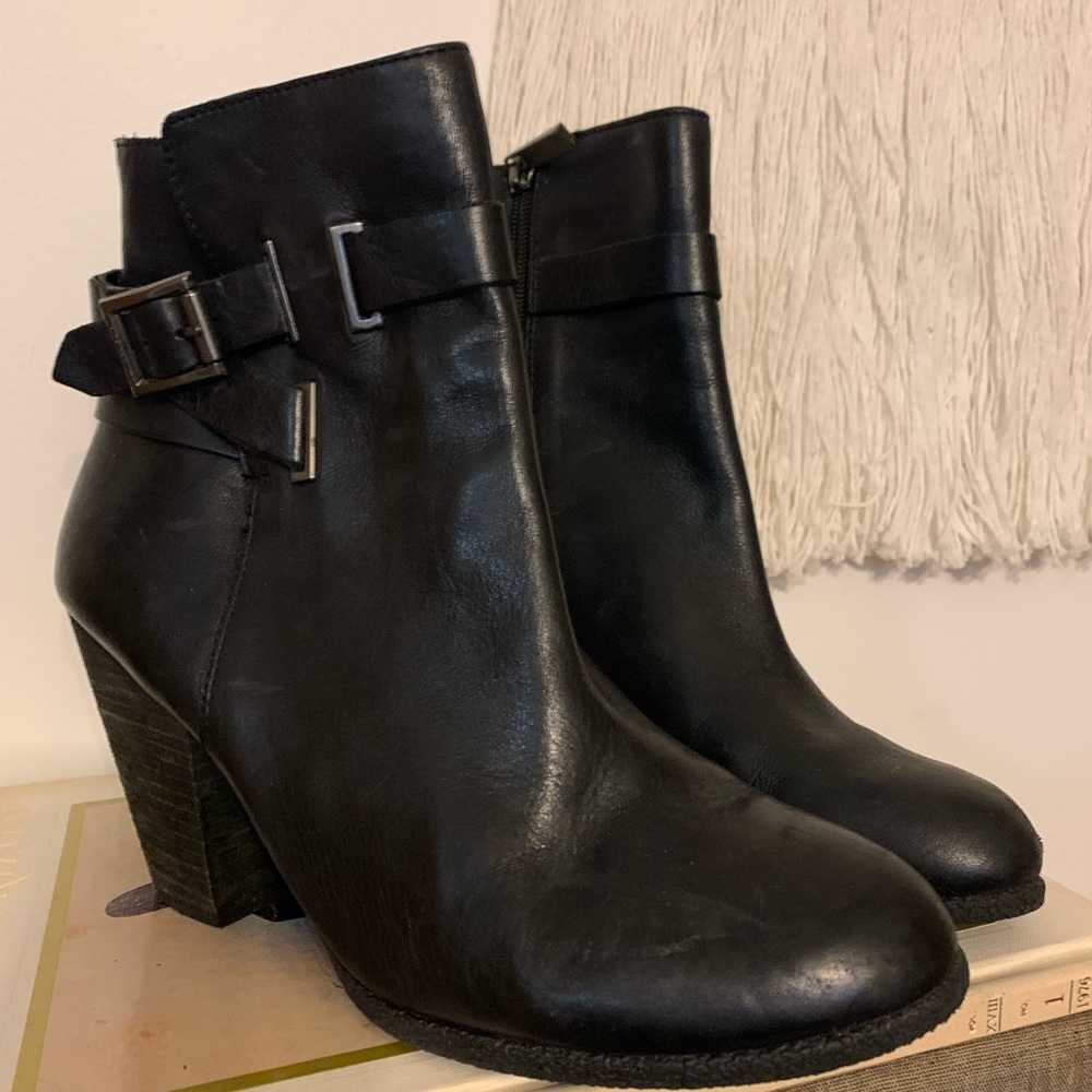 Leather Vince Camuto Heeled Ankle Boots - Picture 7 of 9